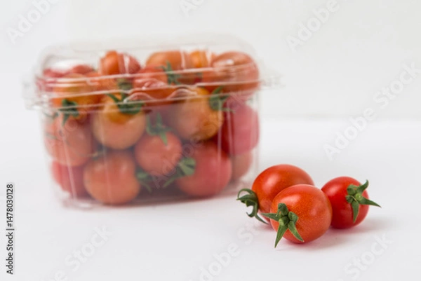 Obraz Red Cherry Tomatoes on White Background