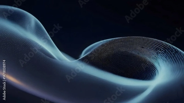 Fototapeta Abstract Wavy Background with Light Blue Dots on Dark Backdrop in a Modern Artistic Style