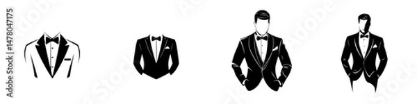 Fototapeta Elegant vector illustration of tuxedo icons showcasing formal attire options for special occasions and events