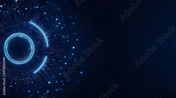 Fototapeta Intricate Blue Technology Network Design on Dark Backdrop Featuring Abstract Digital Connection and Futuristic Cyber Elements for Modern Communication