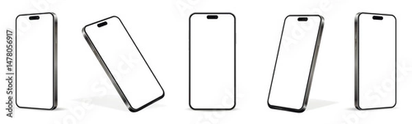 Obraz Realistic smartphone mockup. Mobile phone isolated on white background.