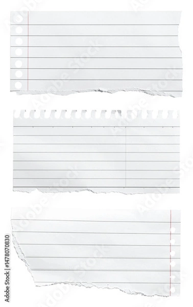 Obraz set of white lined paper sheets isolated on white