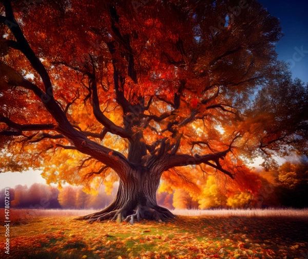 Fototapeta oak tree in October