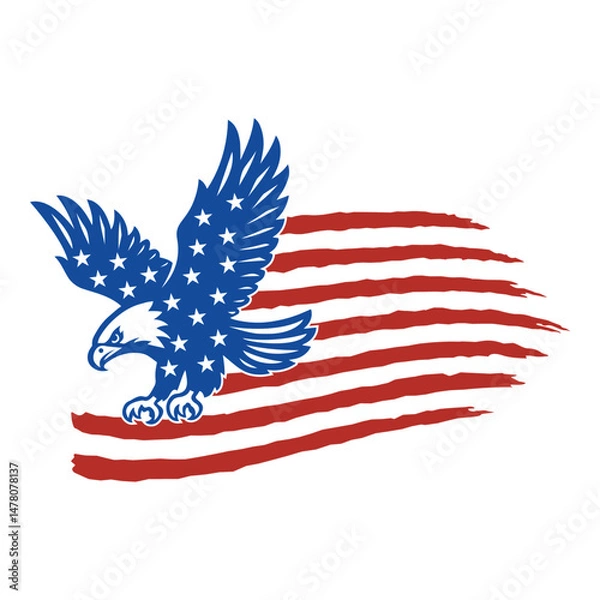 Fototapeta Eagle American Flag Design, Bald Eagle Flag, 4th of July Design, Memorial Day, Independence Day, USA Eagle Flag SVG, Patriotic Eagle T-Shirt 