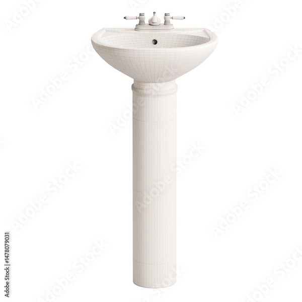Fototapeta A white sink with a faucet and a hole in the middle