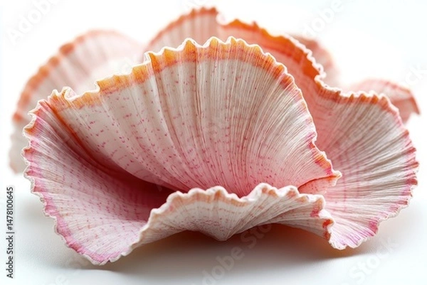 Fototapeta Delicate coral-like fan shell.  Intricate, pink, and white design, delicate and beautiful