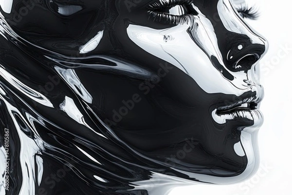 Fototapeta Abstract metallic woman's face