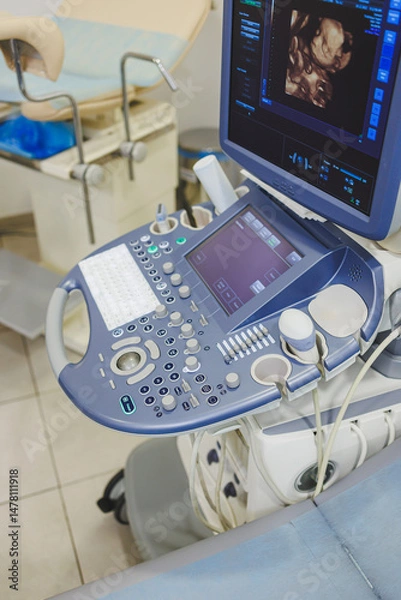 Fototapeta An Advanced Ultrasound Machine situated in a modern Medical Facility plays a crucial role in Diagnostic Imaging and essential Prenatal Care services for patients and their unborn children