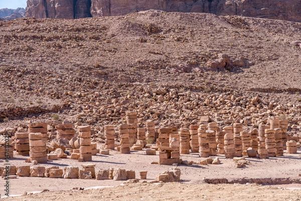 Obraz Columns at the Great Temple or Royal reception hall in Petra in Jordan