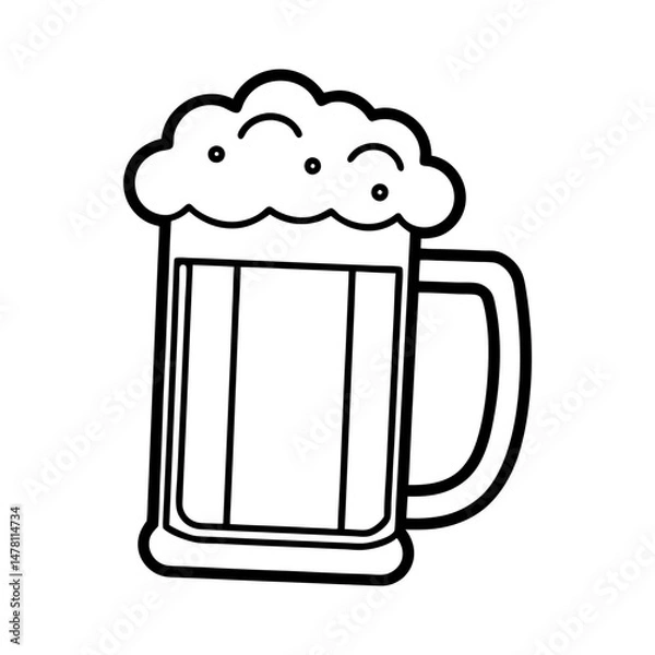 Fototapeta mug of beer line art vector