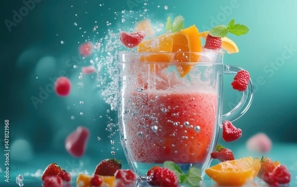 Fototapeta A Refreshing Fruit Smoothie with Vibrant Colors and Delicious Taste