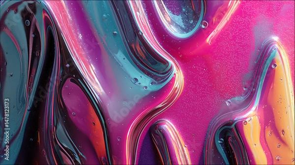 Obraz seamless pattern of surreal neon liquid swirls