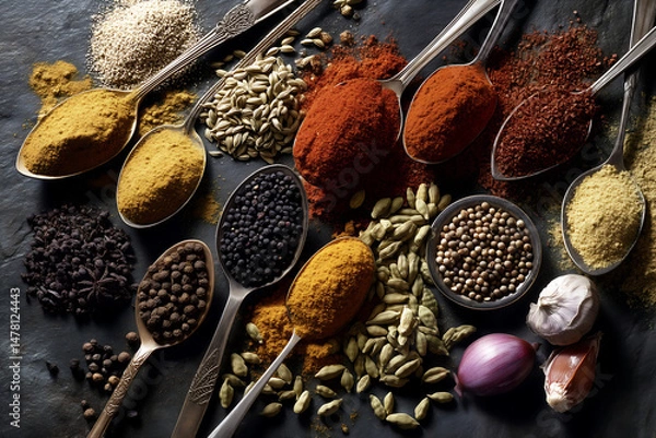 Obraz close-up of assorted ground spices