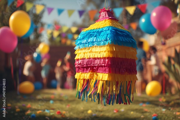 Obraz brightly colored traditional Mexican piñata
