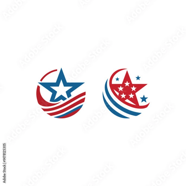 Obraz Patriotic star design with American flag elements
