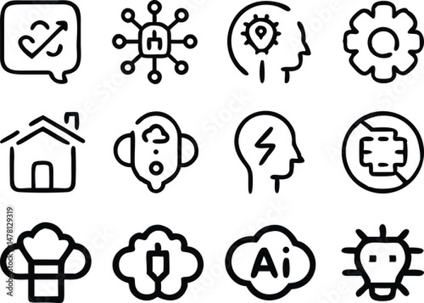 Fototapeta Artificial Intelligence and Technology Icon Set