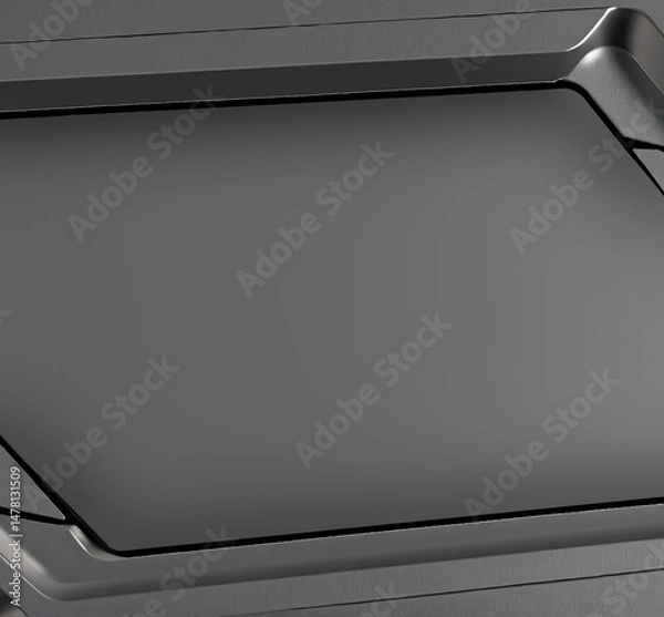Fototapeta A metallic background. A metal plate framed with design elements in a sci-fi aesthetic