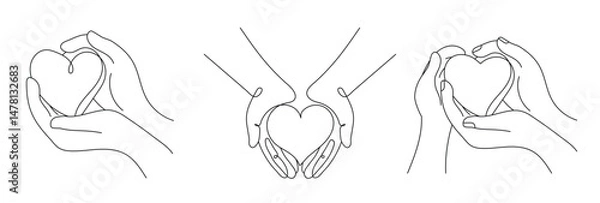 Obraz Editable vector stroke of Love and Care. Autism related concept. Continuous one line drawing. Vector illustration
