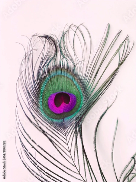 Fototapeta beautiful peacock feather composition, a decorative element for design and decoration