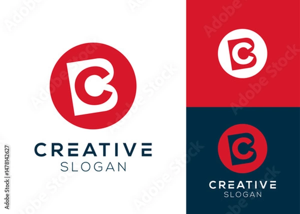 Fototapeta BC initials modern style inside circle logo design