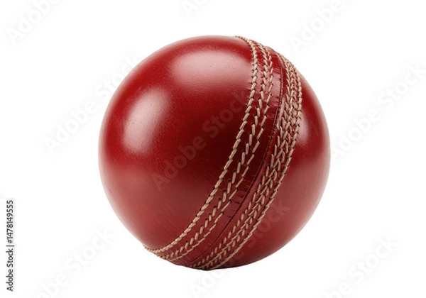 Fototapeta Red cricket ball with seam isolated on transparent background