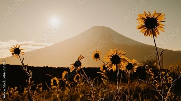 Obraz Majestic Mountain Landscape with Wildflowers in the Foreground