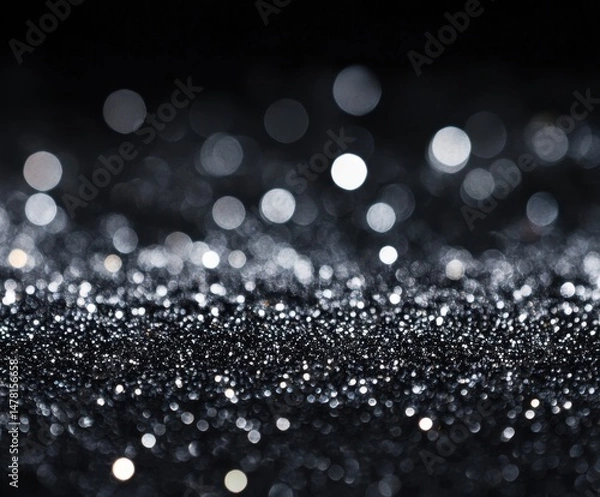 Fototapeta Silver and black glitter bokeh background