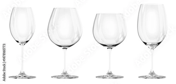 Fototapeta Transparent wine glass set isolated on transparent background
