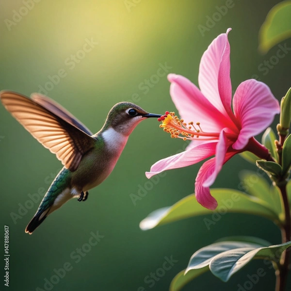 Fototapeta hummingbirds are sucking nectar from blooming flowers