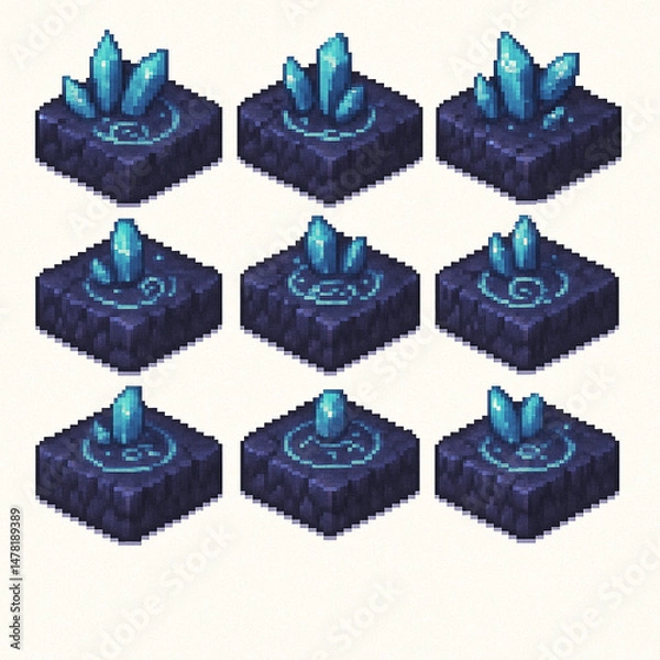 Obraz Pixel art isometric cave tileset