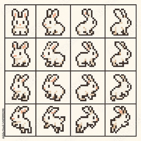 Obraz Pixel art rabbit animation