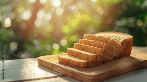 Fototapeta A table with a bunch of bread and herbs on it