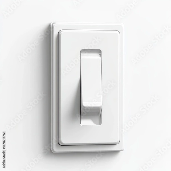 Obraz 3D Light Switch Icon, minimalistic with 3D shading, isolated on white background