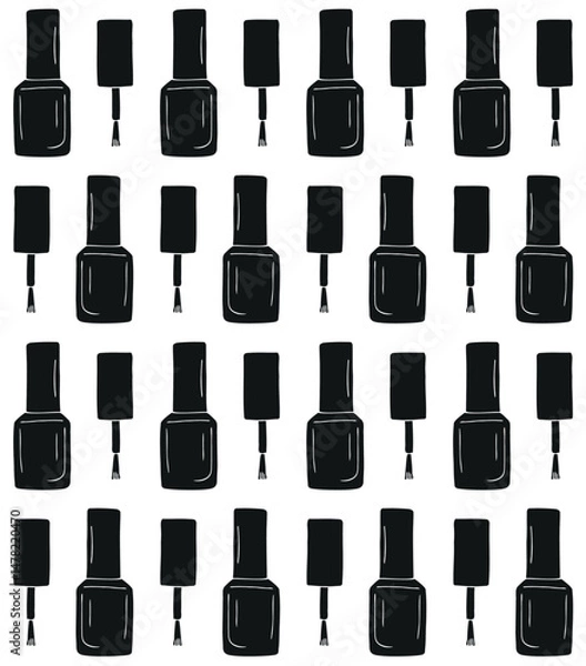 Fototapeta Vector seamless pattern of hand drawn sketch doodle nail polish isolated on white background