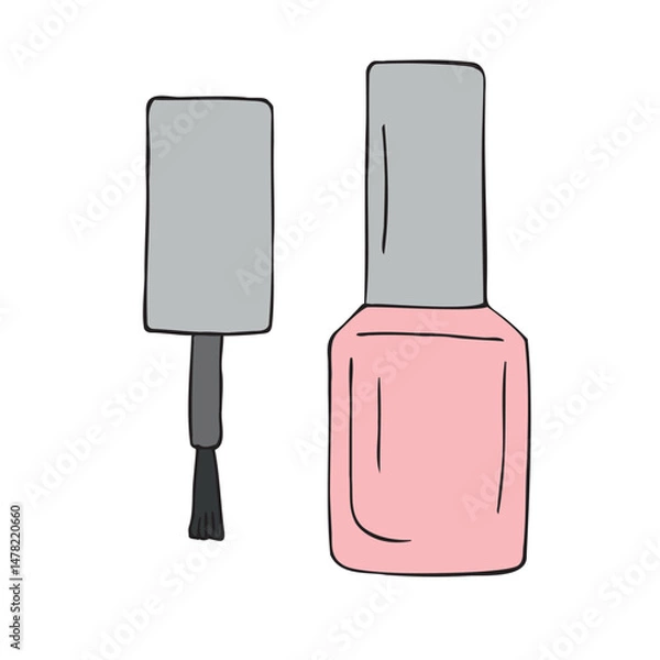 Fototapeta Vector hand drawn sketch doodle colored nail polish isolated on white background