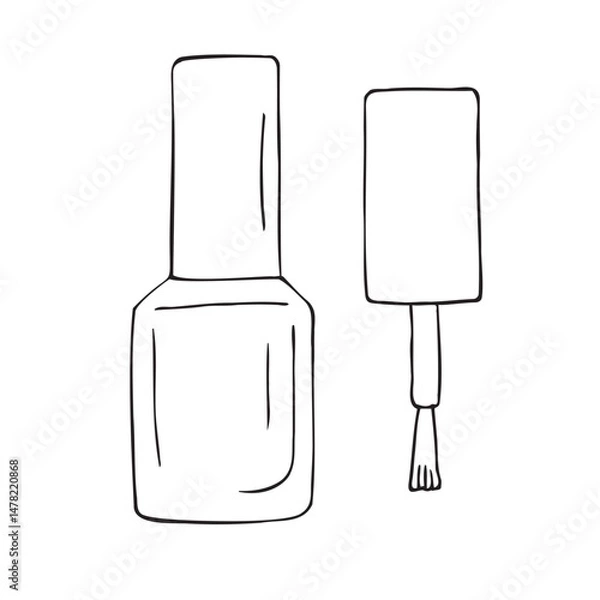 Fototapeta Vector hand drawn sketch doodle outline nail polish isolated on white background
