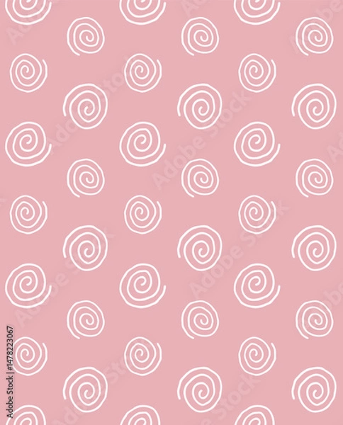 Fototapeta Vector seamless pattern of hand drawn sketch doodle spiral isolated on pink background