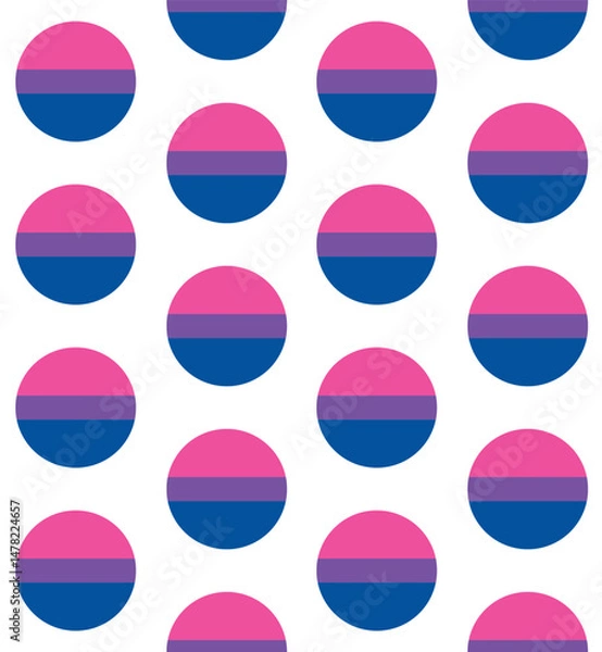 Fototapeta Vector seamless pattern of flat round bisexual flag isolated on white background