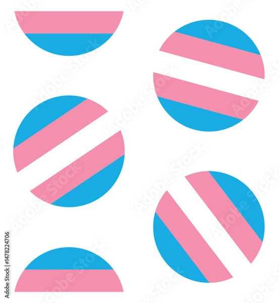 Fototapeta Vector seamless pattern of flat round trans flag isolated on white background