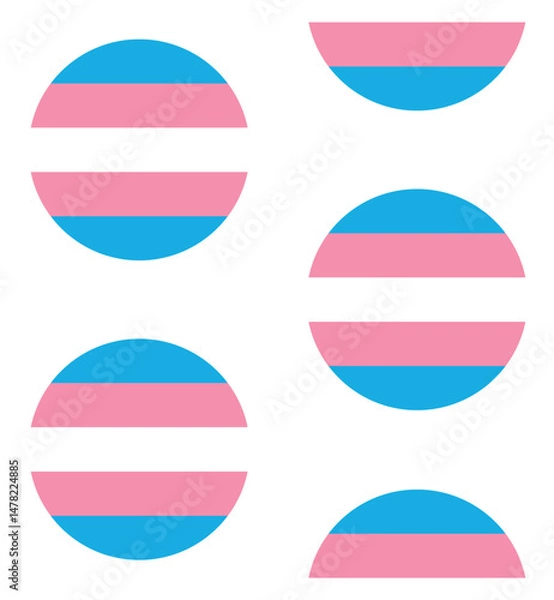 Fototapeta Vector seamless pattern of flat round trans flag isolated on white background