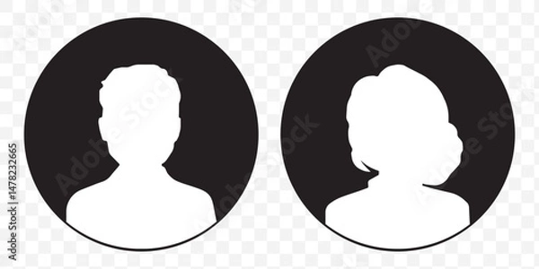 Obraz avatar icon. profile icons set. male and female avatars vector icon set illustration isolated on transparent background. EPS 10.