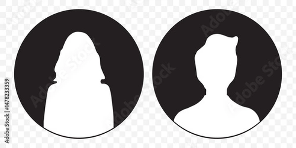 Obraz avatar icon. profile icons set. male and female avatars vector icon set illustration isolated on transparent background. EPS 10.