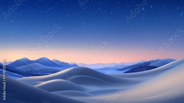 Fototapeta Night Sky Desert Wallpaper With Shimmering Stars Over Soft Dunes Serene Minimal Horizon Glowing Ambient Light