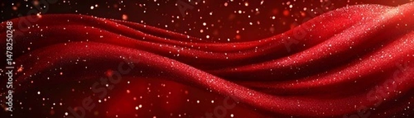 Obraz Crimson fabric with shimmering particles.