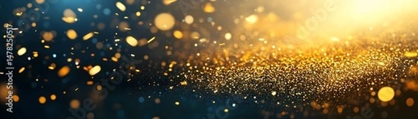 Obraz Golden glitter background with bokeh effect