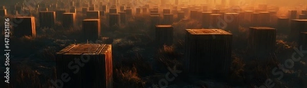 Obraz A desolate, box-shaped city panorama.