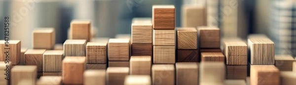 Obraz Stacked wooden blocks create a visual design.