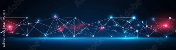Obraz Abstract network design with glowing points and lines