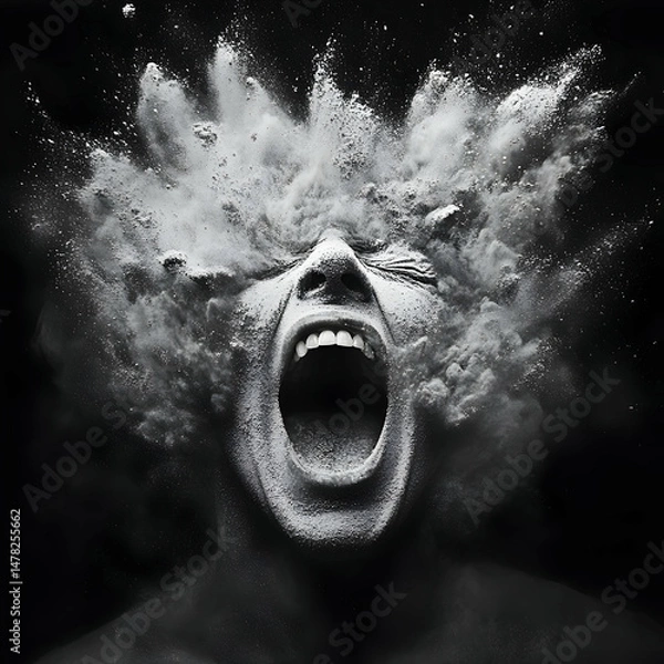 Fototapeta A powerful scream amidst a dust explosion