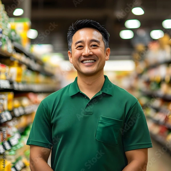 Fototapeta Smiling man in a grocery store